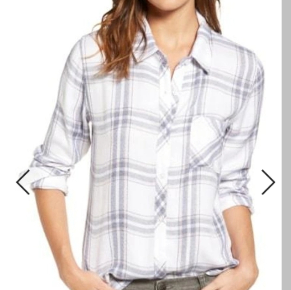 Rails Hunter Plaid Flannel White Lilac Pink Small